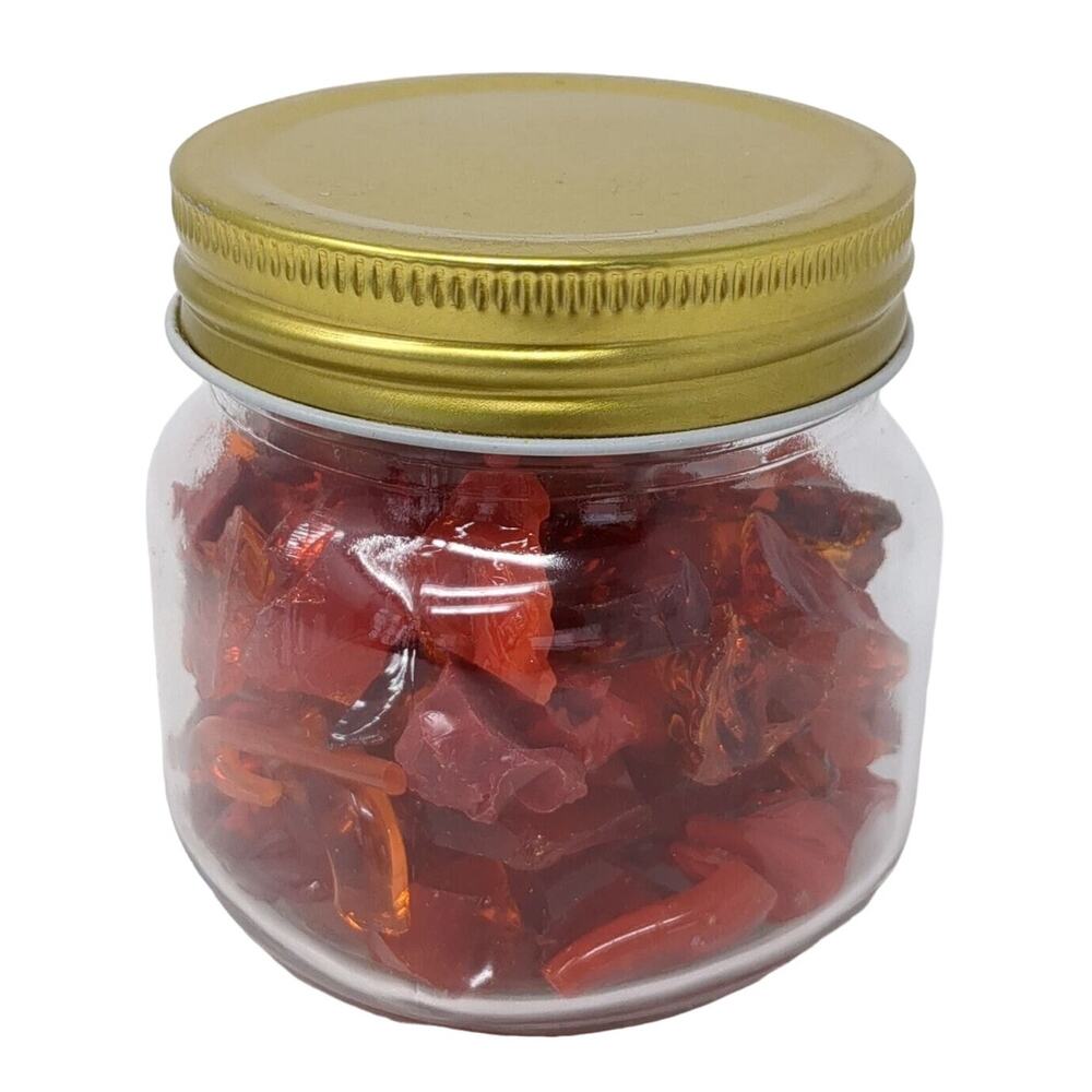 Amberina and‎ Ruby Glass Mixed Cullet Pieces Fragments Half Pint Jar